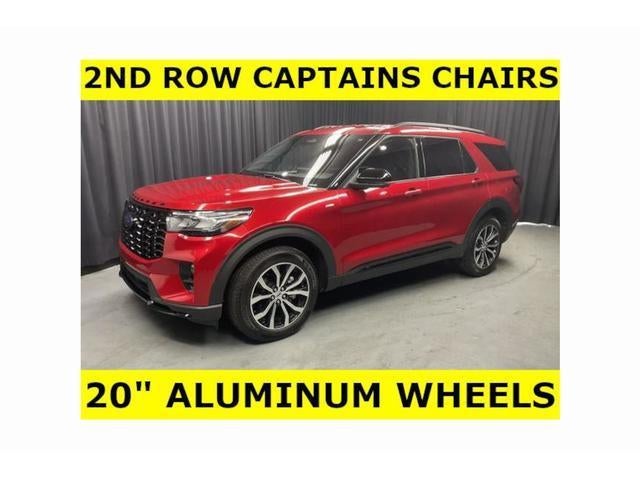 2026 Ford Explorer ST-Line in Red — front three-quarter view